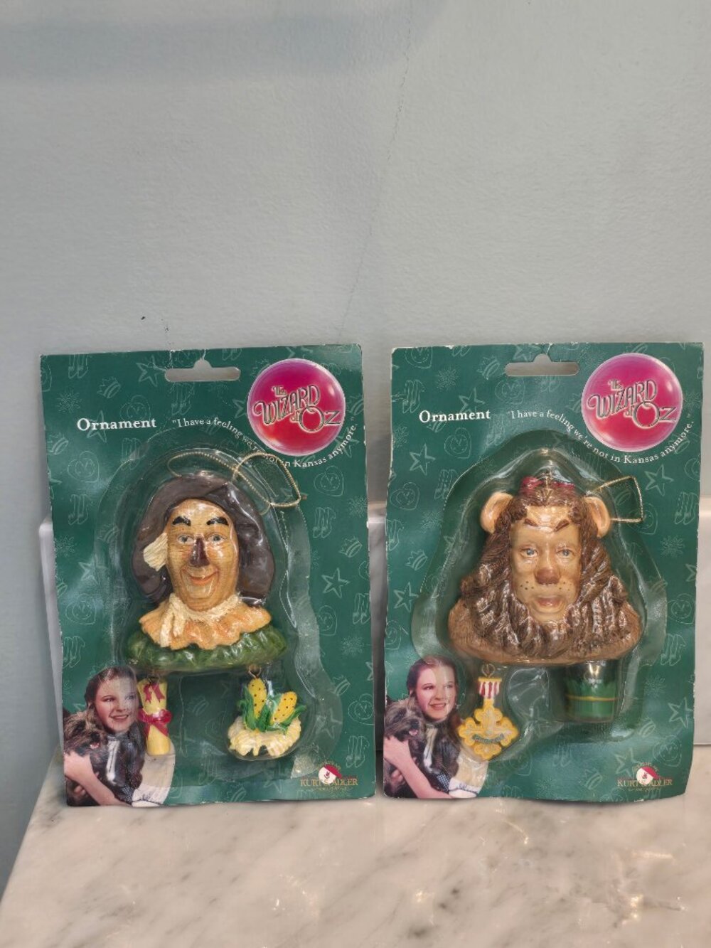 New  Kurt Adler Wizard of Oz Lion & Scarecrow Ornaments